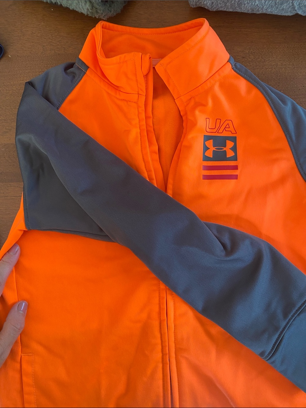 Under Armour Orange and Gray Kids' Zip-Up Performance Jacket
